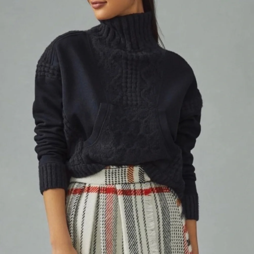 Anthropologie Daily Practice Black Cable-Knit Sweater XL NWT - Picture 3 of 11